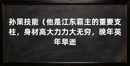 孙策技能(他是江东霸主的重要支柱,身材高大力力大无穷,晚年英年早逝