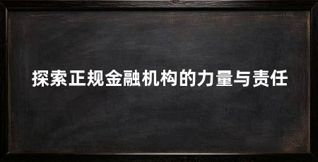 探索正规金融机构的力量与责任