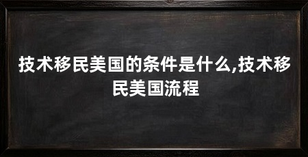 技术移民美国的条件是什么,技术移民美国流程