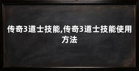 传奇3道士技能,传奇3道士技能使用方法