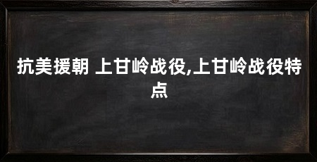 抗美援朝 上甘岭战役,上甘岭战役特点