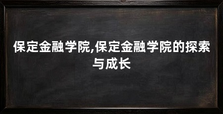 保定金融学院,保定金融学院的探索与成长