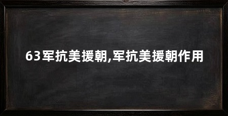63军抗美援朝,军抗美援朝作用