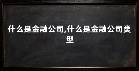 什么是金融公司,什么是金融公司类型