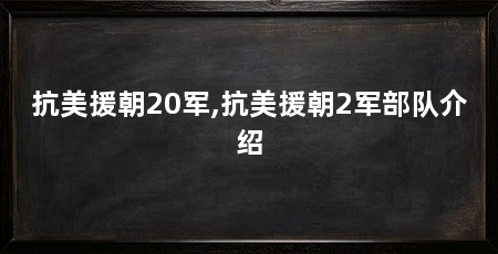 抗美援朝20军,抗美援朝2军部队介绍