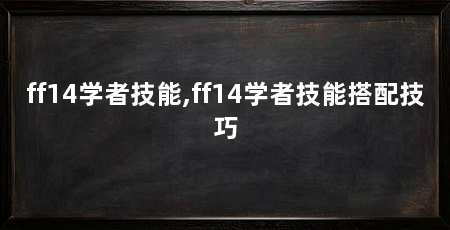 ff14学者技能,ff14学者技能搭配技巧