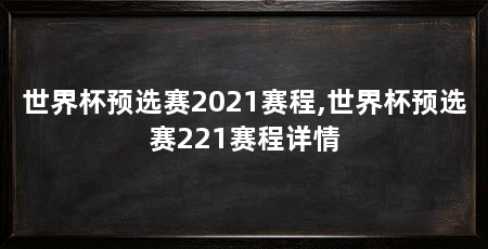 世界杯预选赛2021赛程,世界杯预选赛221赛程详情