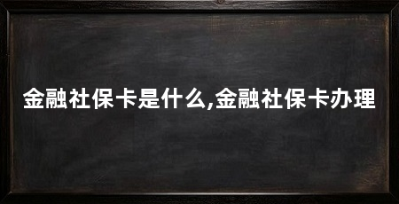 金融社保卡是什么,金融社保卡办理