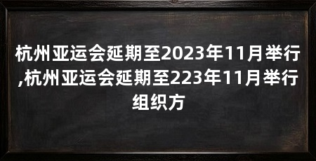 杭州亚运会延期至2023年11月举行,杭州亚运会延期至223年11月举行组织方