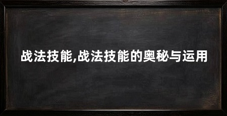 战法技能,战法技能的奥秘与运用
