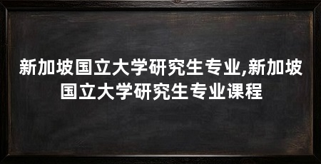 新加坡国立大学研究生专业,新加坡国立大学研究生专业课程