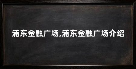 浦东金融广场,浦东金融广场介绍