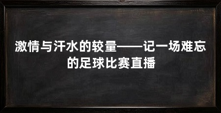 激情与汗水的较量——记一场难忘的足球比赛直播