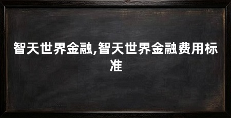 智天世界金融,智天世界金融费用标准