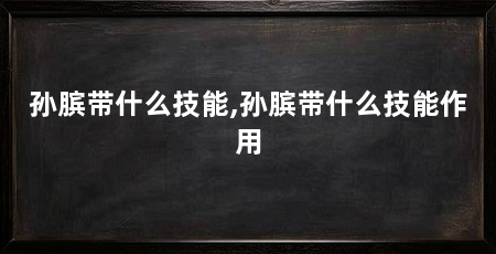 孙膑带什么技能,孙膑带什么技能作用