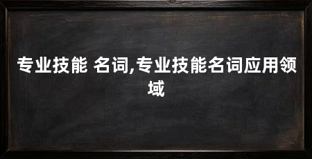 专业技能 名词,专业技能名词应用领域