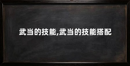 武当的技能,武当的技能搭配