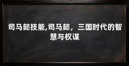 司马懿技能,司马懿,三国时代的智慧与权谋