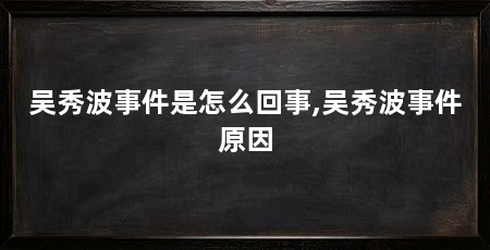 吴秀波事件是怎么回事,吴秀波事件原因