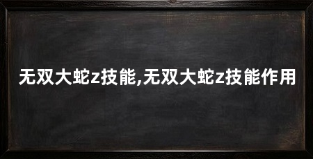 无双大蛇z技能,无双大蛇z技能作用