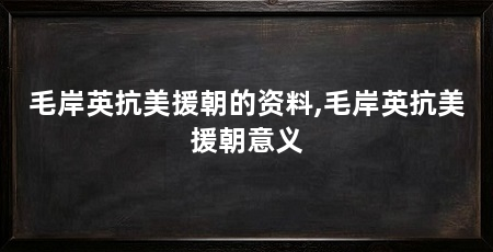 毛岸英抗美援朝的资料,毛岸英抗美援朝意义