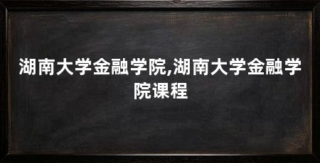 湖南大学金融学院,湖南大学金融学院课程