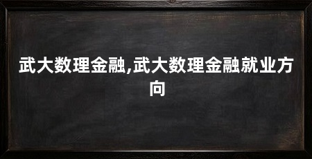武大数理金融,武大数理金融就业方向