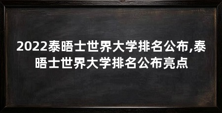 2022泰晤士世界大学排名公布,泰晤士世界大学排名公布亮点