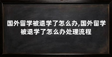 国外留学被退学了怎么办,国外留学被退学了怎么办处理流程
