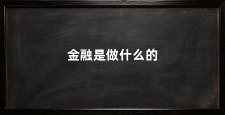 金融是做什么的