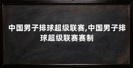 中国男子排球超级联赛,中国男子排球超级联赛赛制