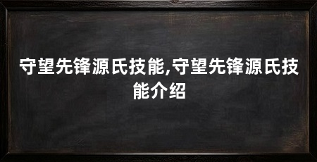 守望先锋源氏技能,守望先锋源氏技能介绍