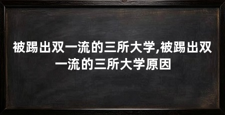 被踢出双一流的三所大学,被踢出双一流的三所大学原因