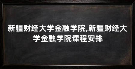 新疆财经大学金融学院,新疆财经大学金融学院课程安排
