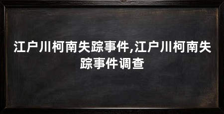 江户川柯南失踪事件,江户川柯南失踪事件调查