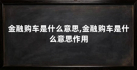 金融购车是什么意思,金融购车是什么意思作用