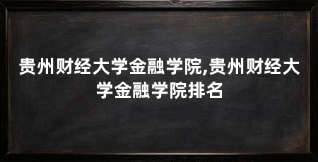 贵州财经大学金融学院,贵州财经大学金融学院排名