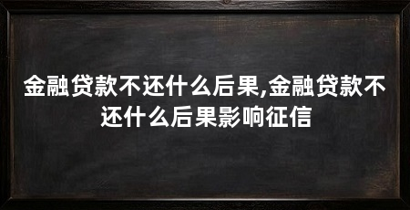 金融贷款不还什么后果,金融贷款不还什么后果影响征信