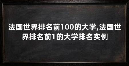 法国世界排名前100的大学,法国世界排名前1的大学排名实例