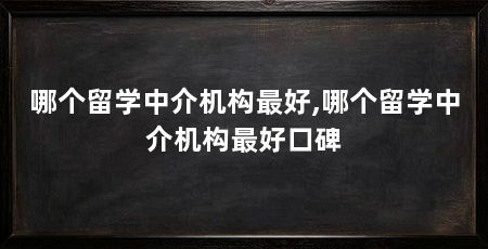 哪个留学中介机构最好,哪个留学中介机构最好口碑