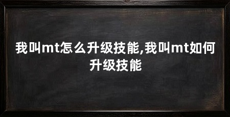 我叫mt怎么升级技能,我叫mt如何升级技能