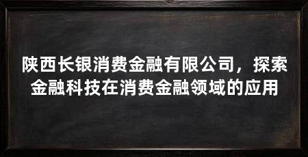 陕西长银消费金融有限公司,探索金融科技在消费金融领域的应用