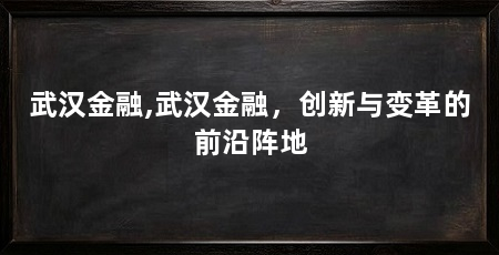 武汉金融,武汉金融,创新与变革的前沿阵地