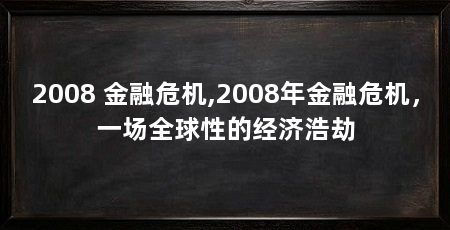 2008 金融危机,2008年金融危机,一场全球性的经济浩劫