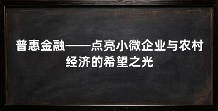 普惠金融——点亮小微企业与农村经济的希望之光