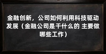 金融创新,公司如何利用科技驱动发展(金融公司是干什么的 主要做哪些工作)