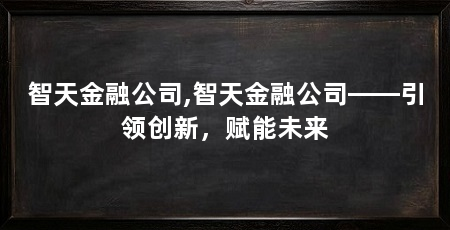 智天金融公司,智天金融公司——引领创新,赋能未来