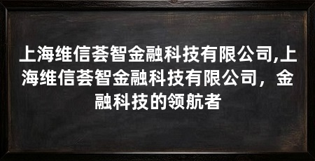 上海维信荟智金融科技有限公司,上海维信荟智金融科技有限公司，金融科技的领航者