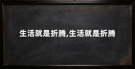 生活就是折腾,生活就是折腾