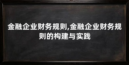 金融企业财务规则,金融企业财务规则的构建与实践